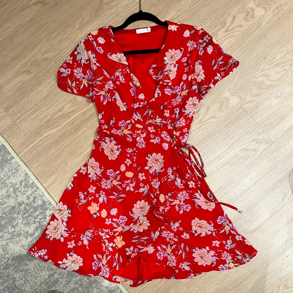 Lush Chiffon Floral Wrap Dress